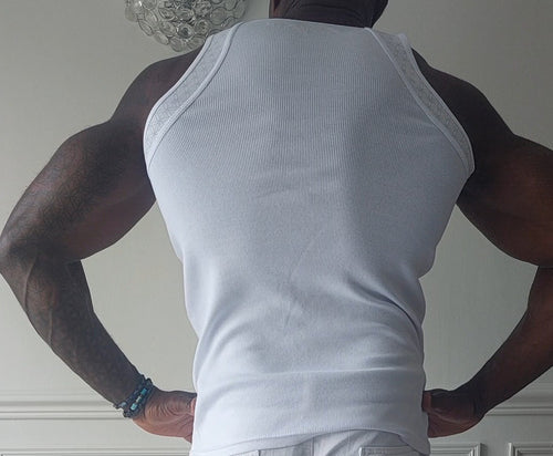 Square Cut White Tank Top.